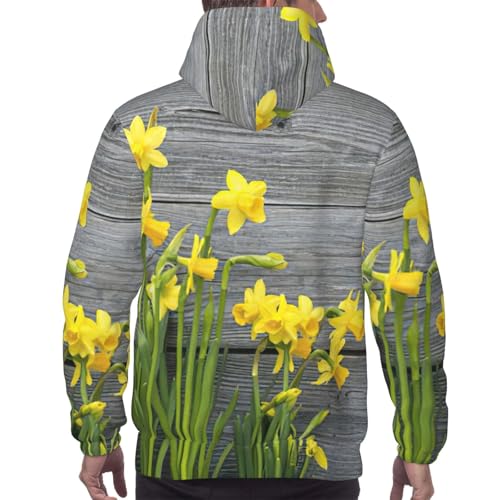 Sweat à capuche jonquilles pour homme pull à cordon réglable - 4