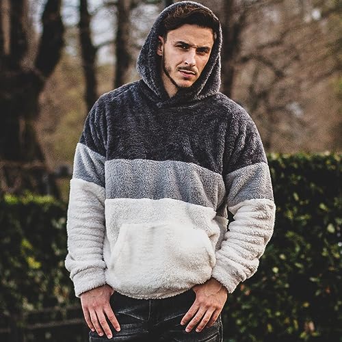 Image of GINGTTO Men's Fuzzy Sherpa Sweatshirt Fashion Pullover Fleece Hoodies