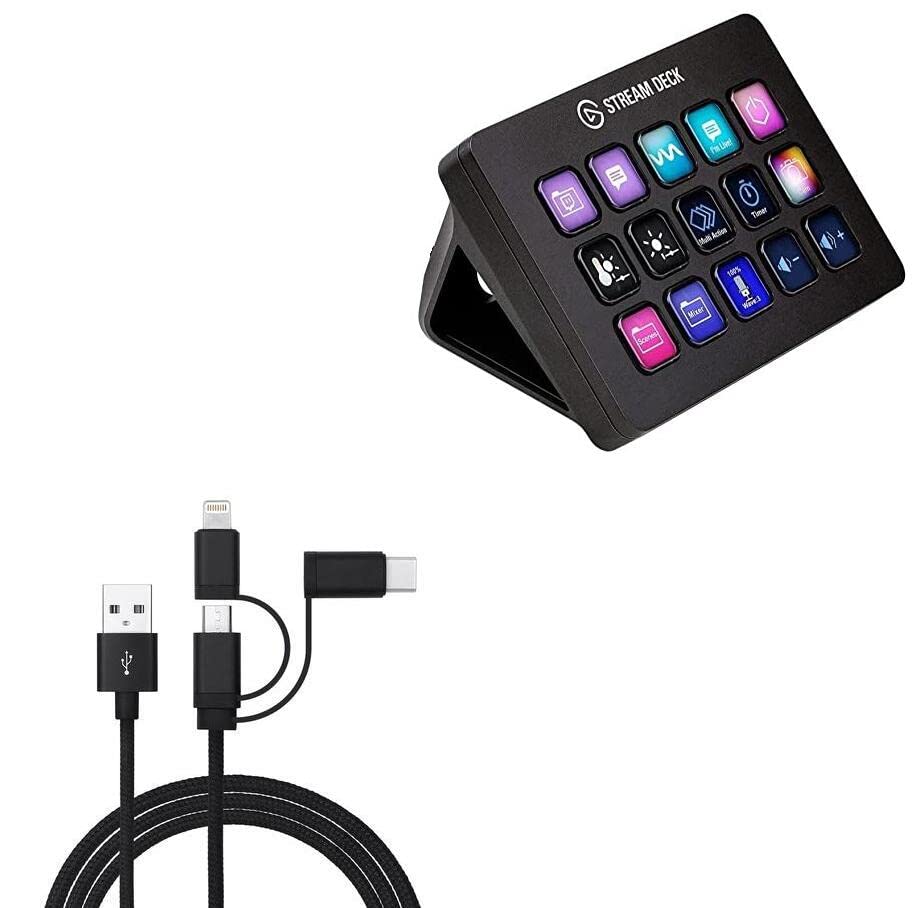 Câble Elgato Stream Deck MK.2 BoxWave AllCharge 3 en 1 Noir de jais