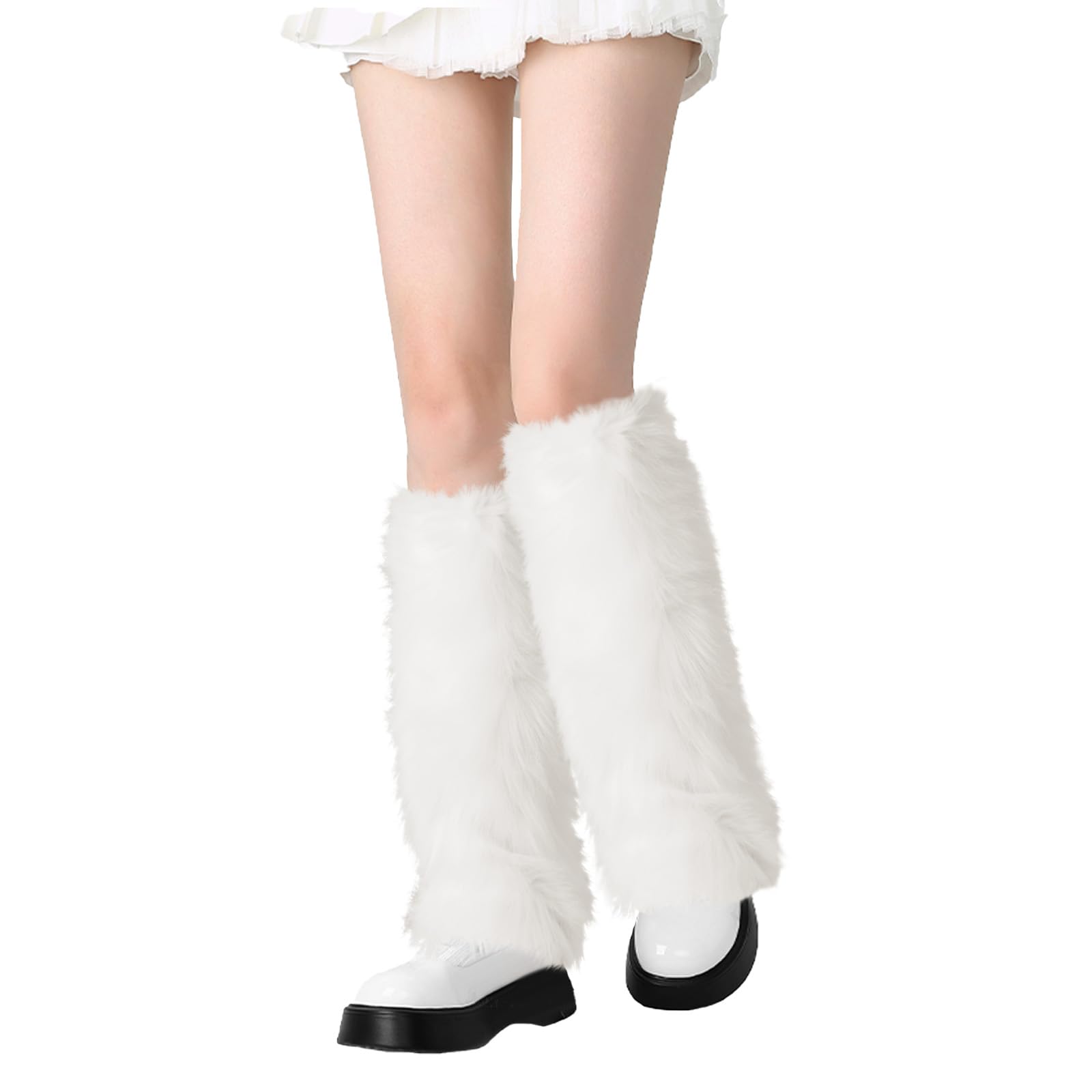 Faux Fur Fuzzy Leg Warmers Furry Boot Covers for Women Girls, Furry Boot Cuffs Fuzzy Shoes Cover Socks for Costumes