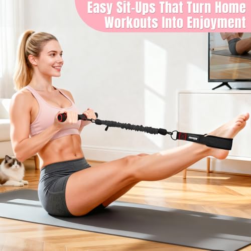Image of Upgraded Multifunction Pedal Resistance Band with Handle, 3 Tube Adjustable Resistance Bands for Abdomen, Waist, Arm, Core /ABS, Leg Workout - Sit Up Exercise Equipment for Women
