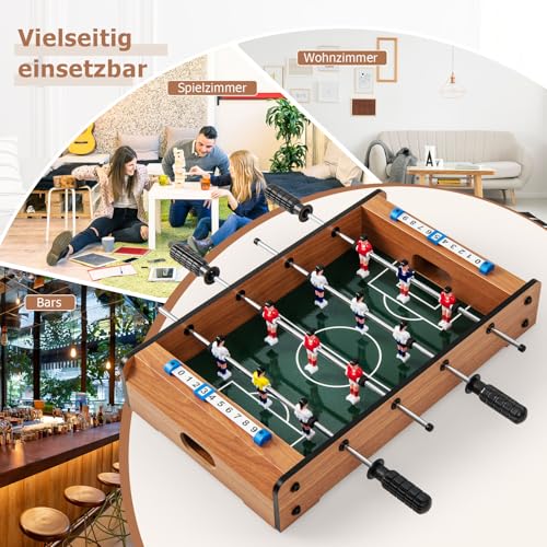 GOPLUS Mini Tischkicker, Tischfußball Spielset mit 2 Bällen und Punktezähler, Kleiner Spieltisch Kickertisch aus Holz für Kinder & Erwachsene, für Spielzimmer, Bars, Partys, 51 x 30,5 x 9 cm – Bild 8