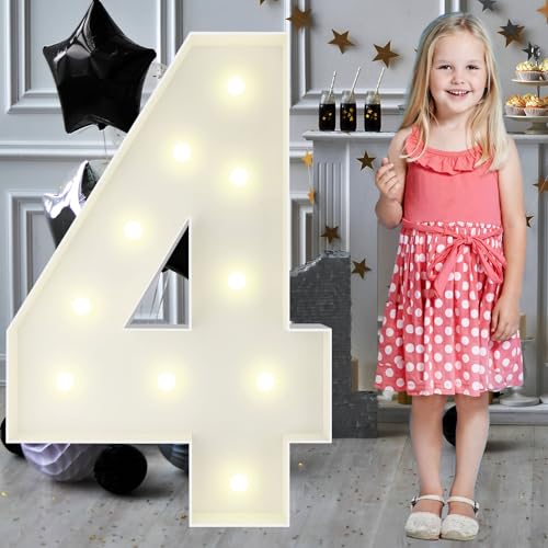 3FT Marquee Numbers 4 Light Up Sign for 4th Birthday Decor