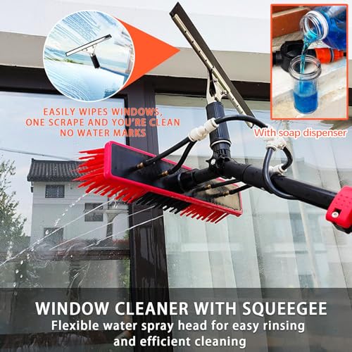 Kit de limpieza de ventanas de 3,6 a 6 m, alcance de 35 cm, cepillo para paneles solares y uso en exteriores, limpiador de ventanas extensible para una limpieza eficaz