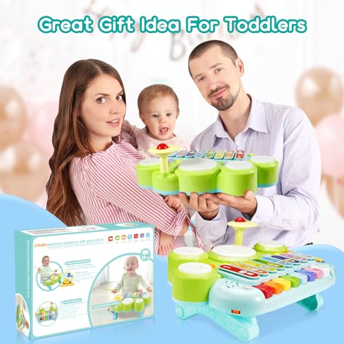 Ohuhu Y26-80300-05 Kids Drum Set For Toddlers: Ohuhu 5 In 1 Baby Musical Instruments Musical Toys Children Drum Kit Xylophone Microphone Piano Early Educational Learning Toy thumb #8