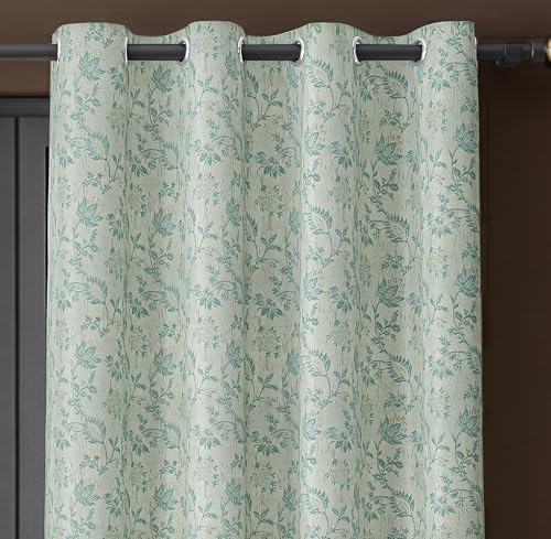 Image of Yellow Weaves 1 Pc Jacquard Botanical Eyelet Window Curtain - Perfect for Home, Office, Bedroom, Living Room & Balcony - 5 Feet (Sky Blue)