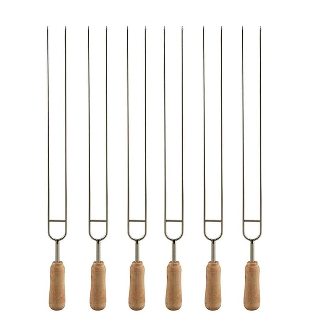 GTHTUHFD 6Pcs Stainless Steel U-Shaped Barbecue Brazing Fork Needle Grilling Skewers Double Prong Bbq Tools