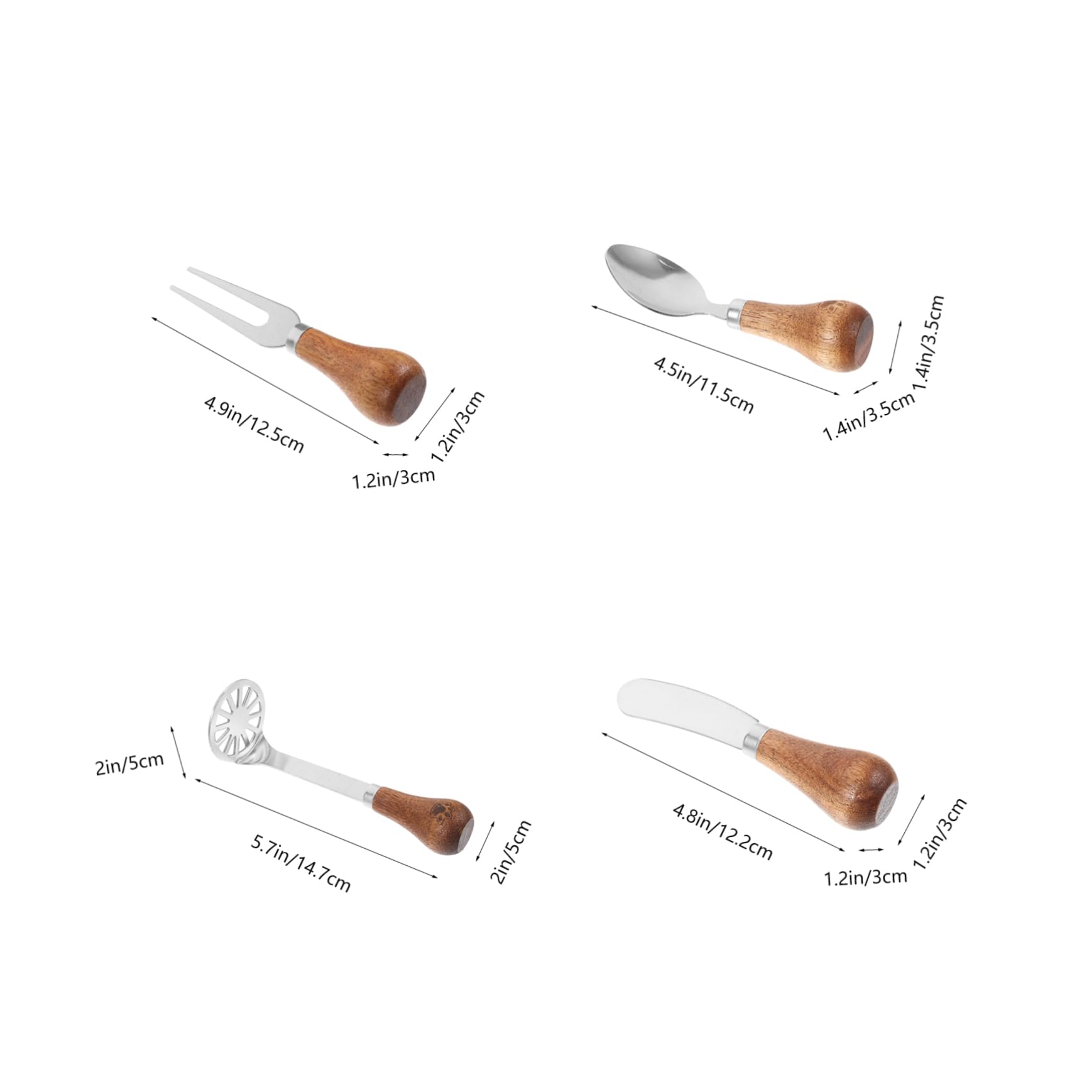 GRIRIW Ter Knife Set Cheese Fork Spoon Stainless Steel Material Easy to Clean for Cheese It