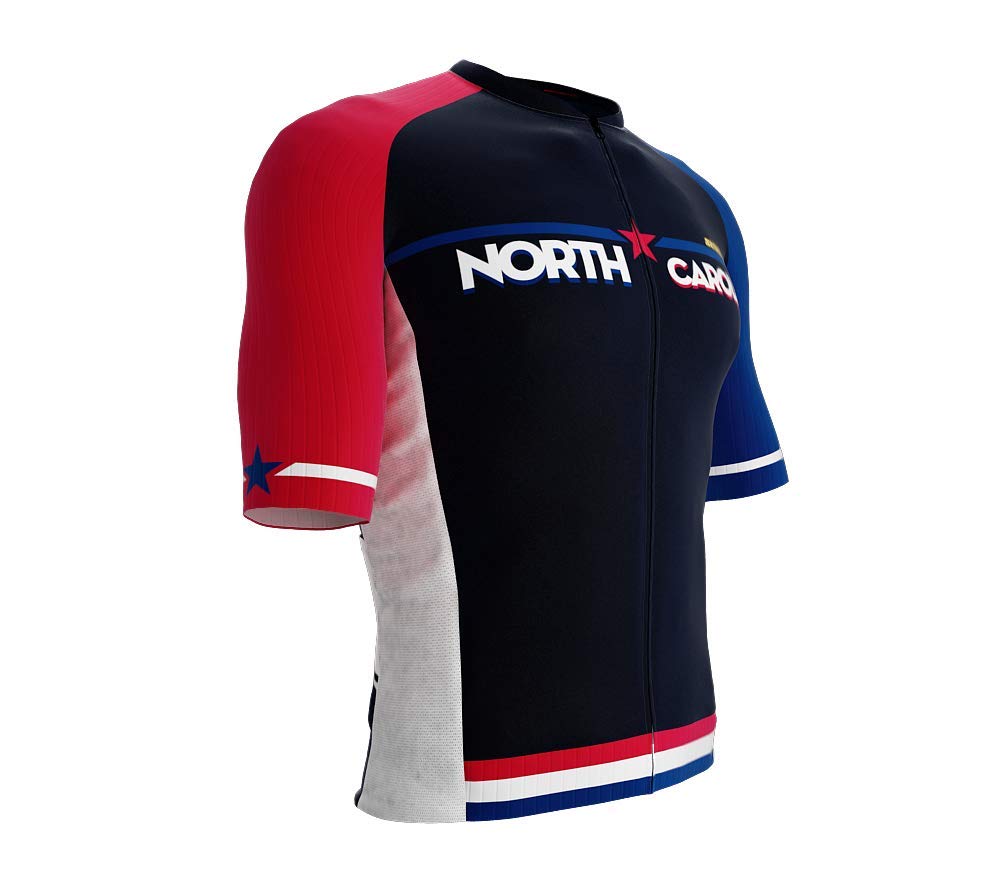 ScudoPro Pro-Elite Short Sleeve Cycling Jersey North Carolina USA State Icon Landmark Symbol Identity for Men - Size S Multi
