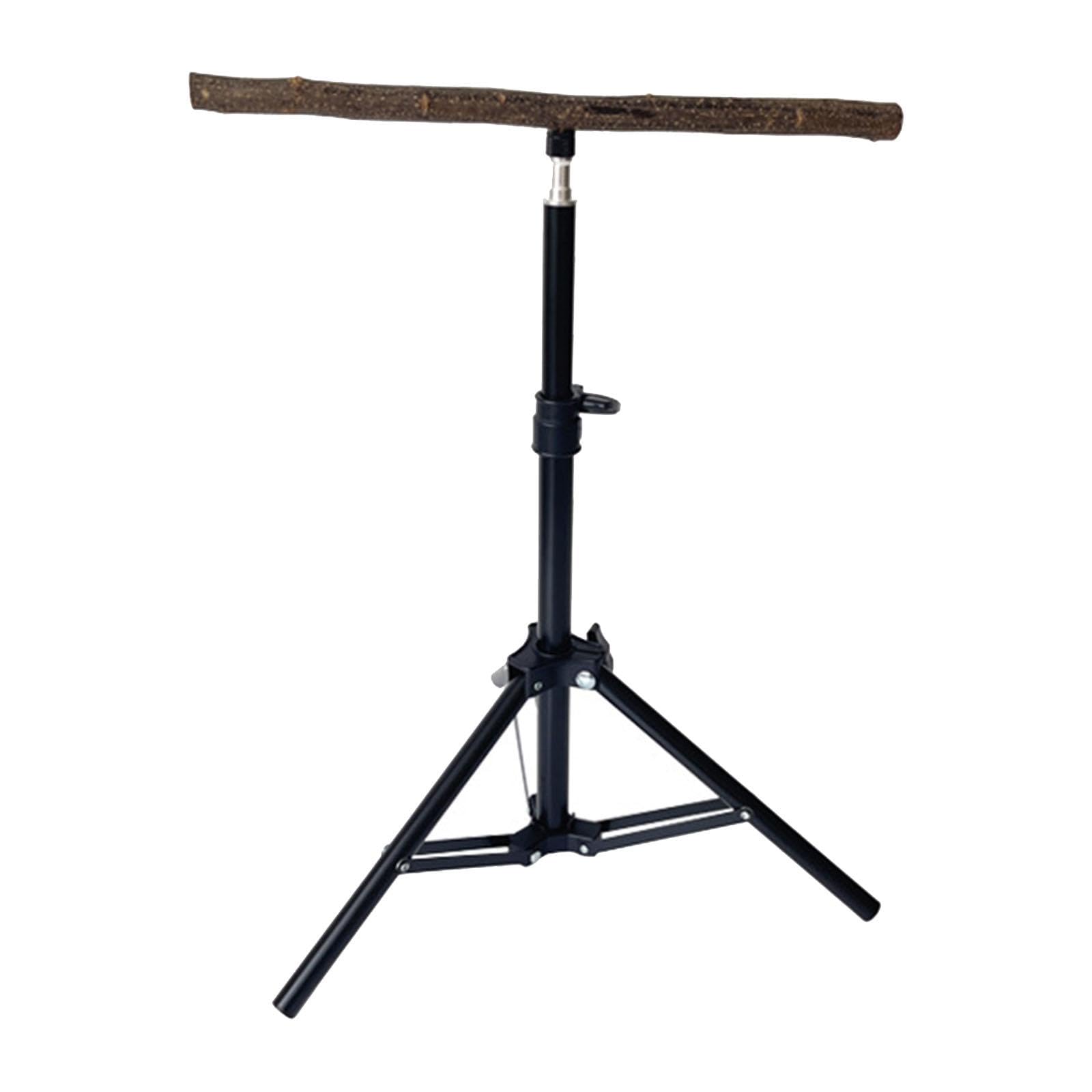 F Fityle Wooden Parrot Perch Retractable Height Tripod Bird Training Stand Pet Accessories for Macaws Small Bird Cockatiels Canaries