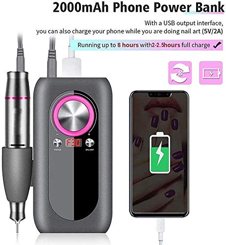 Torno eléctrico portátil recargable para uñas RPM35000 miniatura 3