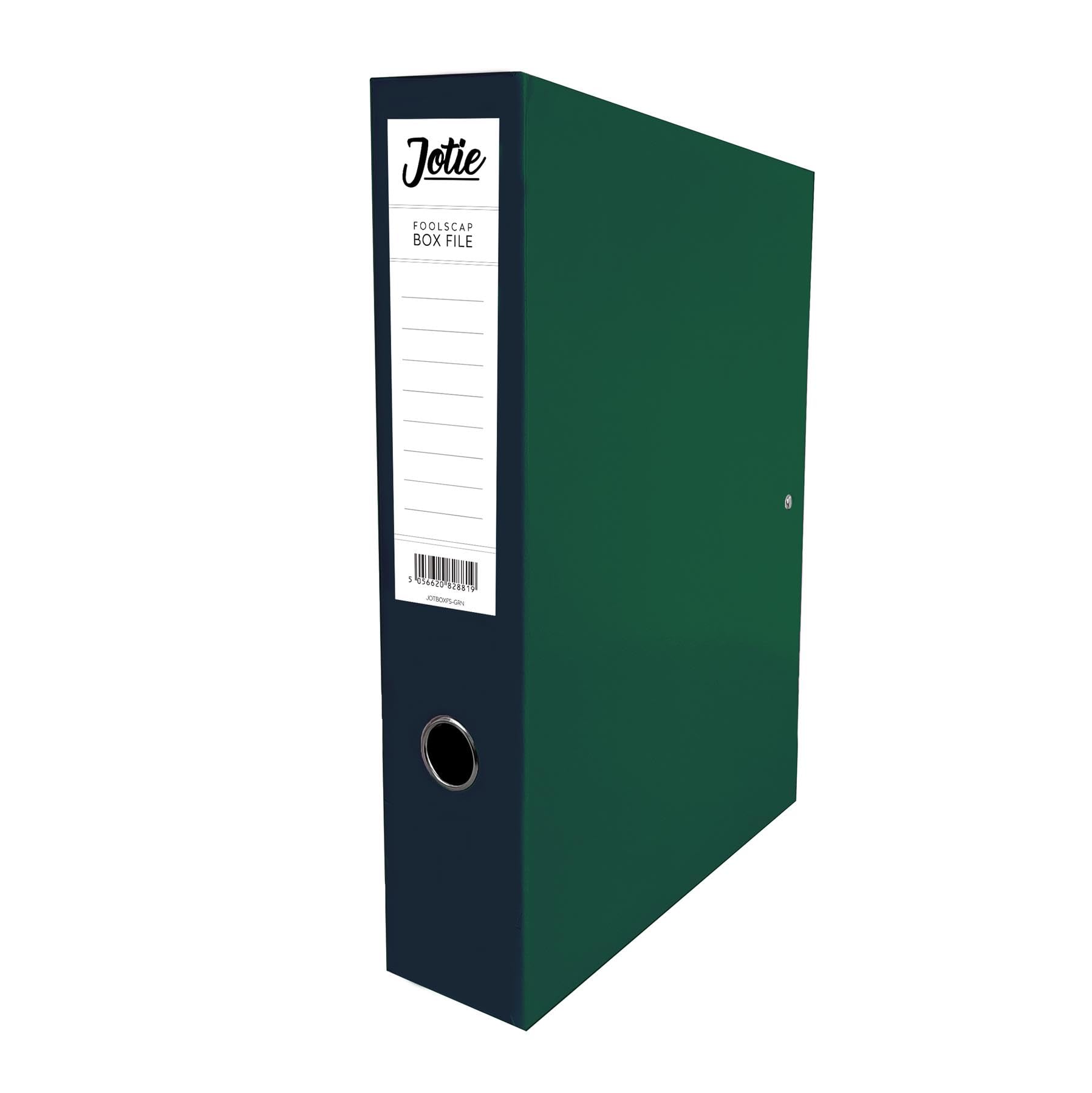 Box File with Lock Spring Ring Pull & Catch Glossy Finish 75mm Spine Ideal Document Organiser for Office School Paperwork Storage Foolscap Box Files Dark Green