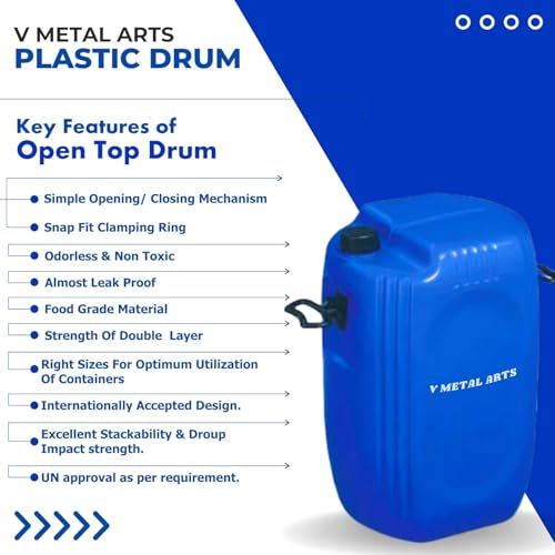 Image of V METAL ARTS Plastic Jerry Can | 50 Litre | Water Storage Drum | Leak Proof Gallon | PVC Jerry Can | Refillable Empty Can with Sealed Cap | Fuel & Chemical Storage Container | for Generators, Jeeps, Marine, Boat and Other Vehicles