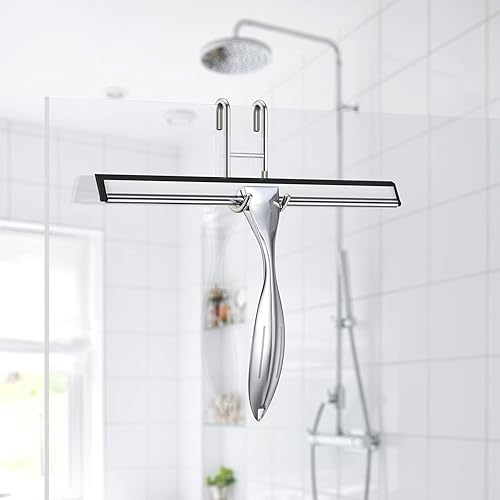 Miniatura 4 de Juego de escobilla de ducha de acero inoxidable de 10 pulgadas para baño, puertas de ducha, espejos, azulejos y ventanas de coche, 100% libre de