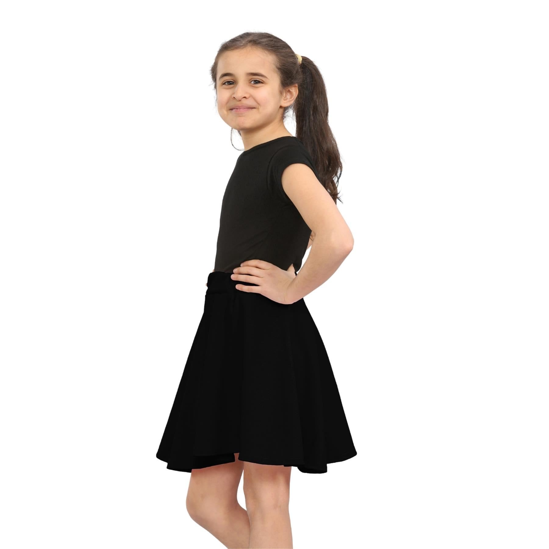 janisramone® Confezione da 2 gonne skater per ragazze, morbide gonne a vita alta in tinta unita per bambini, balletto, danza, sport, casual, svasate, per la scuola, per adolescenti, età 3-13 anni