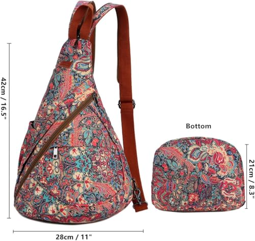 Image of Baosha Women Sling Bag Crossbody Backpack Purse Shoulder Casual Daypack Outdoor Stylish for Travel Hiking XB-10 (Red flower)