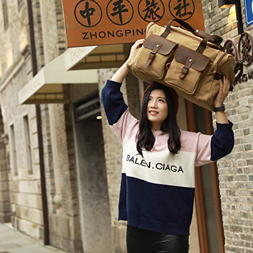 WOWBOX Duffel Bag Travel Weekender Duffle Bag Luggage Bags for Men Women Overnight Carry on Bag Gym Bag with Shoes Compartment Brown