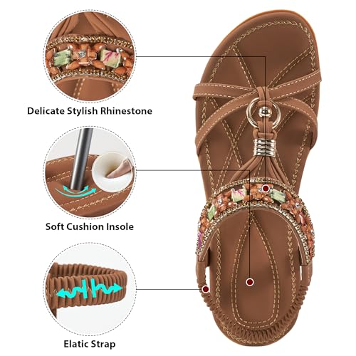Chaussures d'été confortables et sandales plates de marche marron