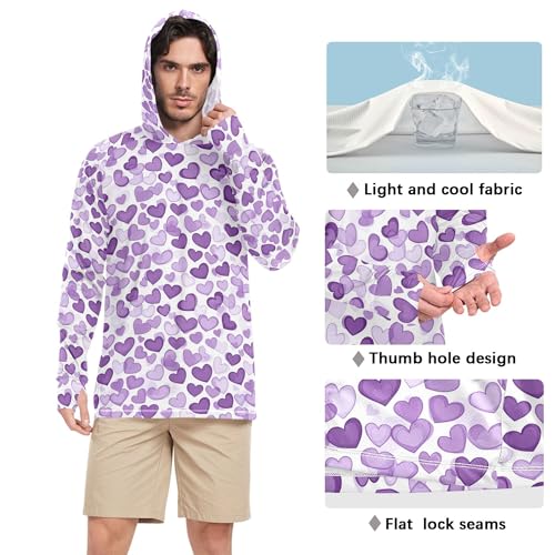 Purple Hearts Day Purple Hearts Men's Sun Protection Hoodies Long Sleeve Cooling Hoodies UPF 50+ Golf Shirt S4