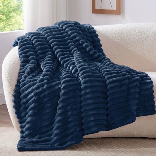 BEDELITE Fluffy Fleece Blanket Cosy Soft Throw 127x152 cm Navy Blue