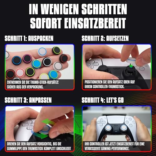 Image of MatoSan Thumbstick Silicone Caps - Compatible with PS5 & PS4 Controllers - Grip Attachments for Precise Control - Non-Slip Stick Caps - Gaming Accessories (4 Pieces SpaceSan White)