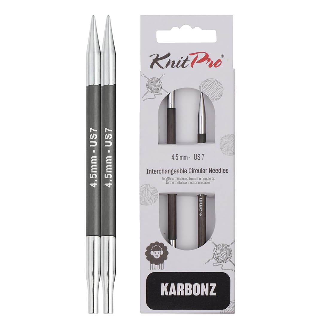 KnitPro Karbonz Interchangeable Circular Needles 4" (10cm) | 4.50 mm