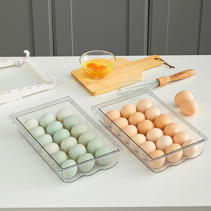 Miniatura 4 de Soporte para huevos para refrigerador, bandeja de almacenamiento de huevos de refrigerador, cajón de huevos de plástico transparente para