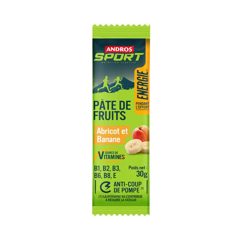 Andros Sport | Pâtes De Fruits (32x30g) | Barres énergétiques | Glucides, vitamines et minéraux - Abricot Banane