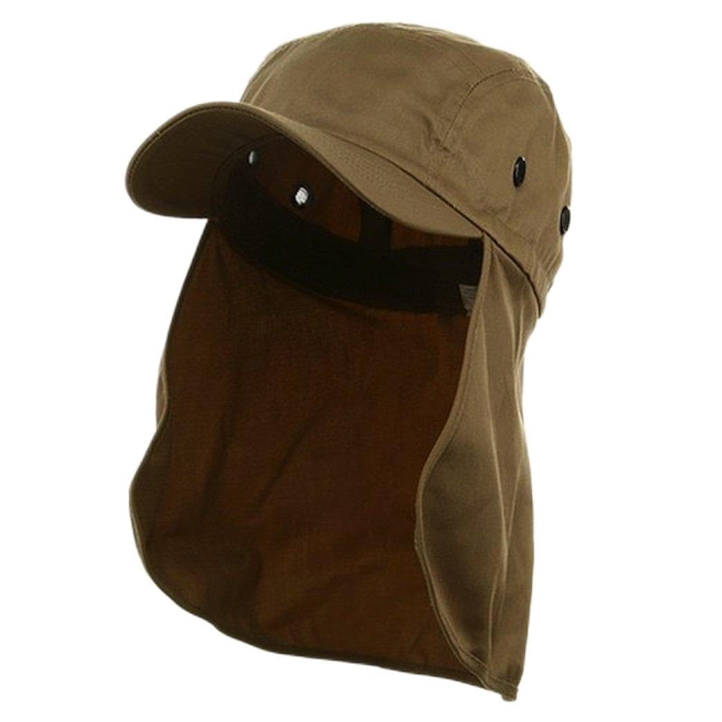 Youth Twill Curved Sun Hat with Neck Flap (Khaki)