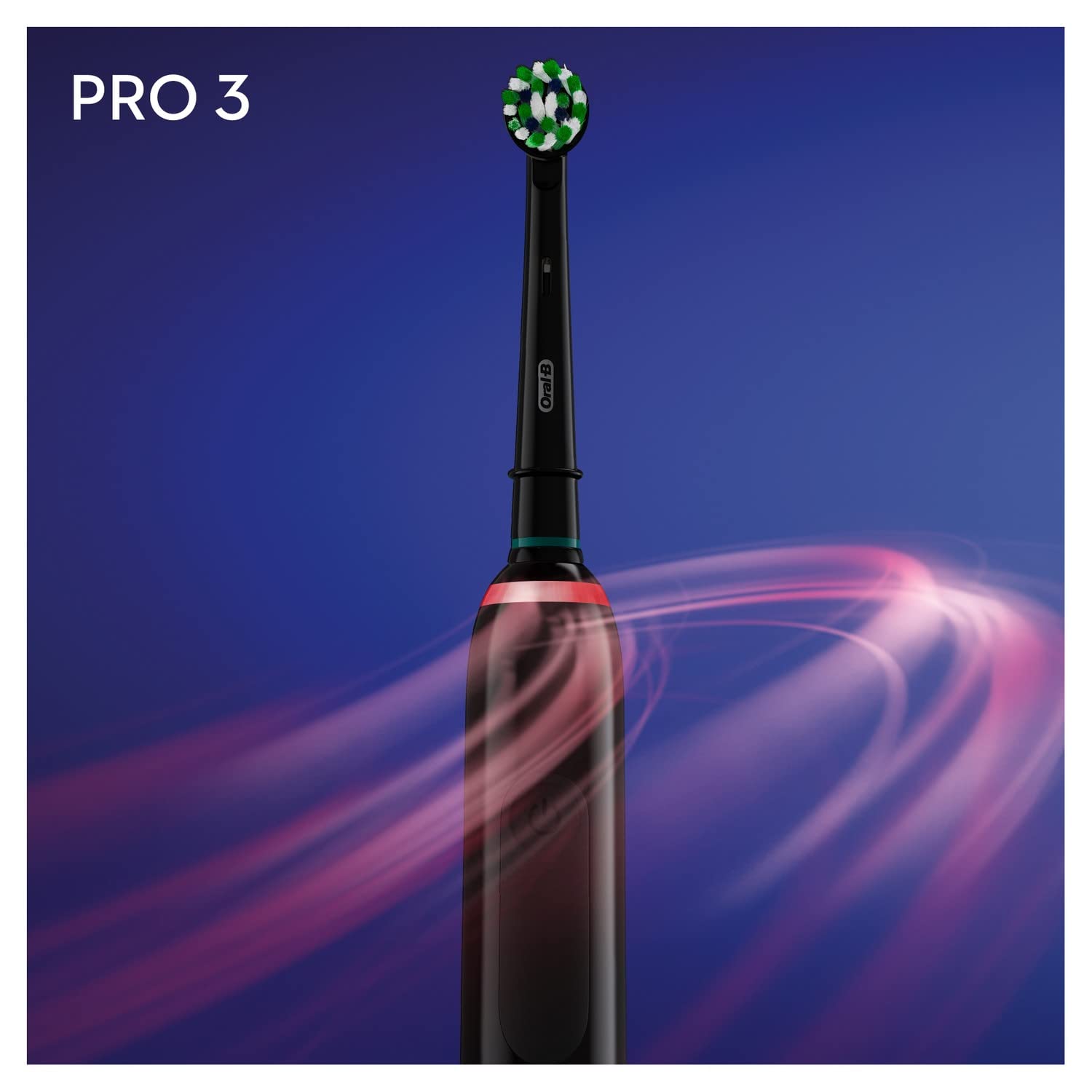 Oral-B PRO 3 3500 - Cepillo de dientes eléctrico con 3 modos de limpieza y control visual de presión de 360° para cuidado dental, estuche de viaje, regalo para hombre/mujer, negro
