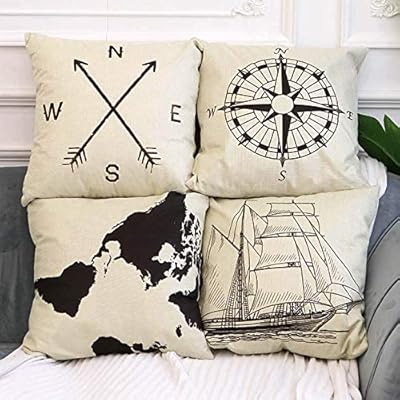 4 Pack Farmhouse Decorative Pillow Cover Home Decor Cotton Linen Nautical Style Throw Pillow Covers Set of 4 Rustic Sofa… 51zq+NwZHgL. SS400