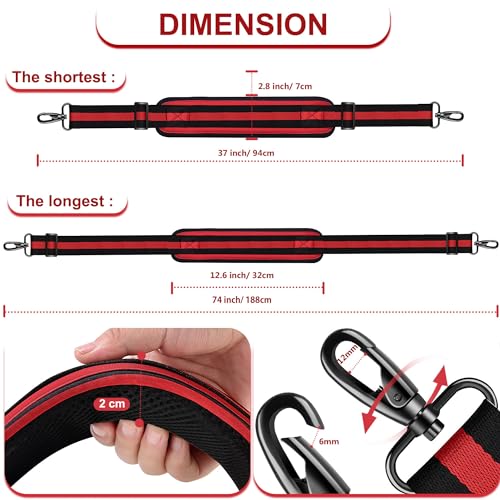ZINZ 74" Shoulder Strap with Fixed Pad and Dual Balanced Buckles，Black-Red-Black Stripe2