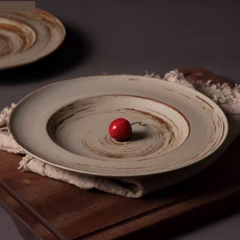Talerz obiadowy retro okrągły ceramiczny talerz obiadowy restauracja gruby talerz do zupy talerz deserowy talerze sałatkowe talerze do spaghetti specjalna zastawa stołowa lekka zastawa stołowa