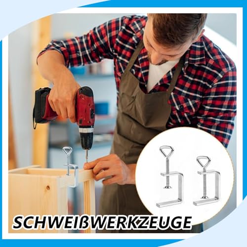C Zwingen Schraubklemme, 2 Stück C Klemme Edelstahl, 2 Stück Heberinge C Klemme, C Zwinge für Holzarbeiten, Justierbare Breite Workbench Clamp, Silber Schraubzwingen Klein, für Holzarbeiten Klemmen