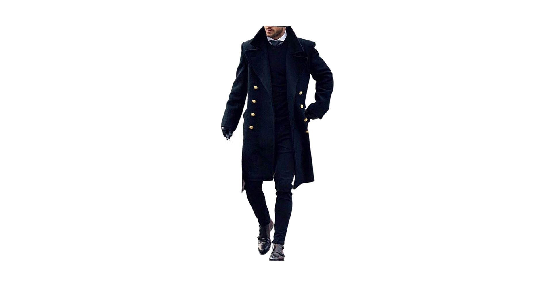Wankang Men's Business Casual Trench Coat Notched Collar