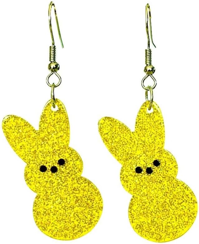 Easter Dangle Earrings Cute Funny Acrylic Colorful Glitter Rabbit Egg Bunny Sparkle Spring Earrings For Women Fashion Holiday Happy Easter Jewelry Gift