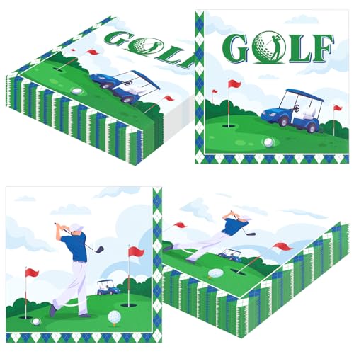 48Pcs Golf Paper Napkins Golf Party Decorations Suitable for Kids Baby Shower Birthday Party Golf Theme Party Supplies