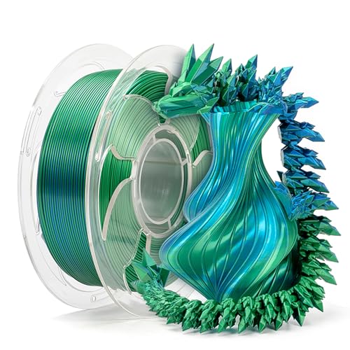 Image of Silk Dual Color Blue Green PLA 1.75mm 1kg Shiny 3D Printer Filament FDM AMS | Silk Finish Bi color Blue Green Coextrusion Shiny Smooth transition Neatly wound Low warping 1kg spool 2.2lbs for Bambu Prusa