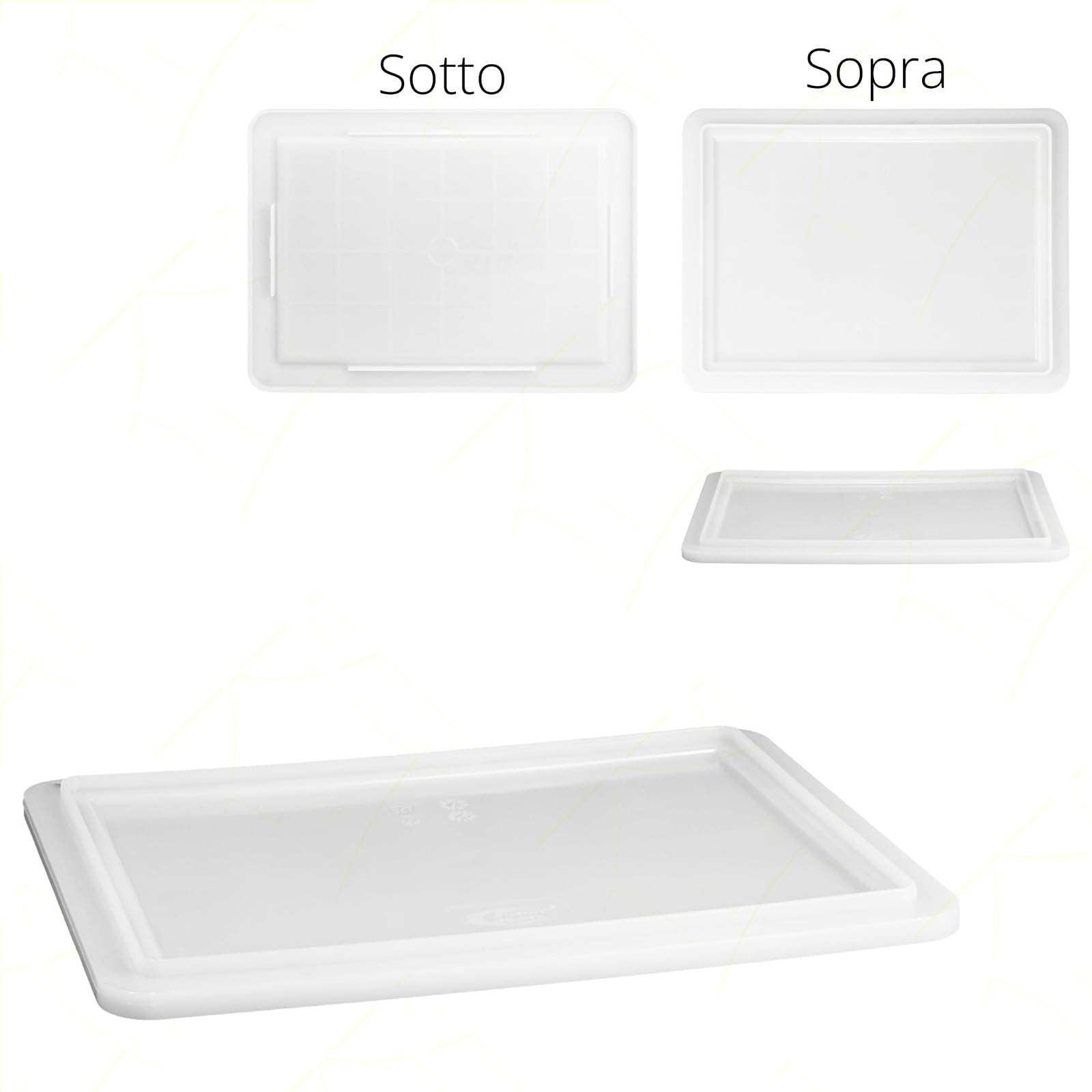Sicignano Casalinghi Boîte de service pour pâtes avec couvercle et spatule, fond et parois fermées, capacité 10 litres, empilable, blanc, polyéthylène alimentaire, lavable au lave-vaisselle
