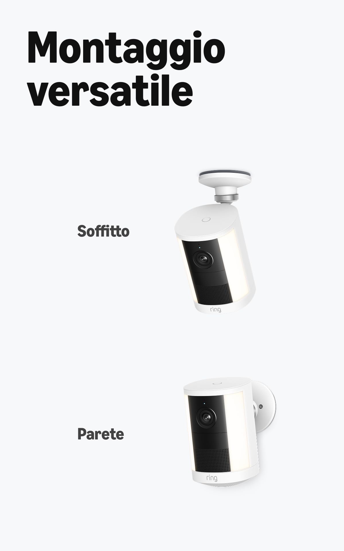 Ring Videocamera con faretti (Spotlight Cam), a batteria (ultimo modello), video Retinal 2K , zoom 6x, faretti attivati dal movimento, prova gratuita di 30 giorni del piano di abbonamento Ring