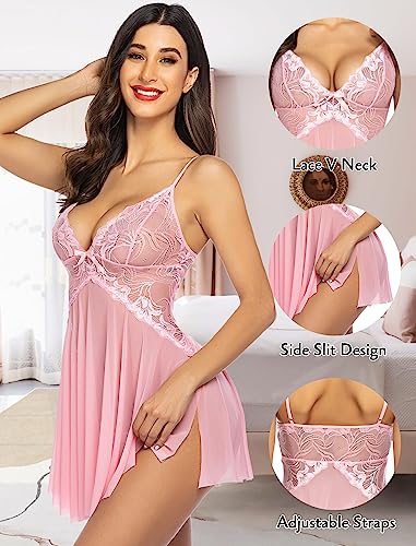 Image of Avidlove Women Lace Lingerie Babydoll Sexy Chemise Exotic Nightgowns Bridal Nightdress