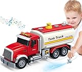 SpringFlower Toy Truck, Boy Toy for 3 4 5 6 Year Old Boys, Oil Tanker Truck Toy with Sound Light and Water Spray Function, Christmas Birthday Gifts for Boys & Girls