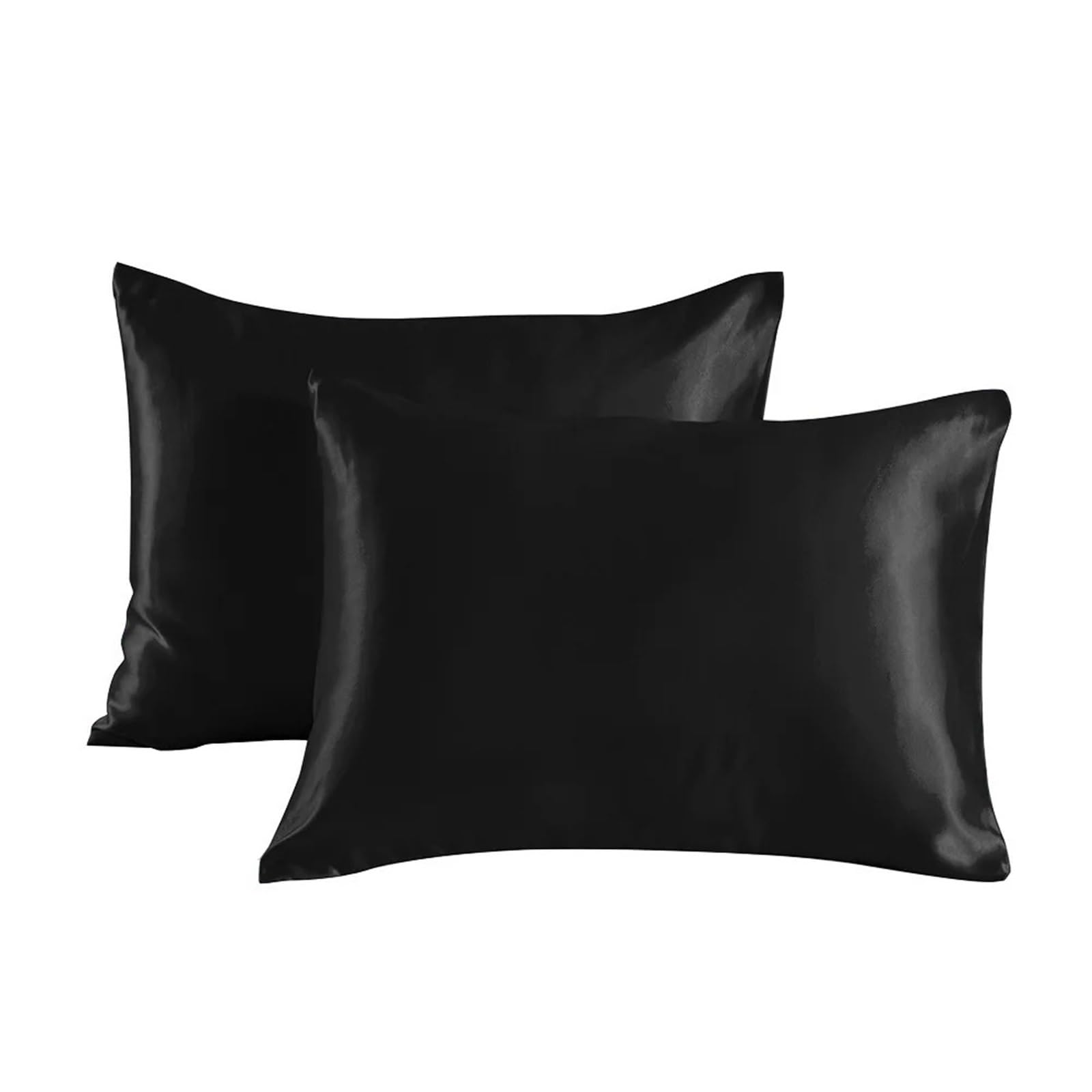 Pillowcase 2pc Satin Pillowcase - Silky Pillow Cases For Hair And Skin With Envelope Closure(Black,20x36 IN)
