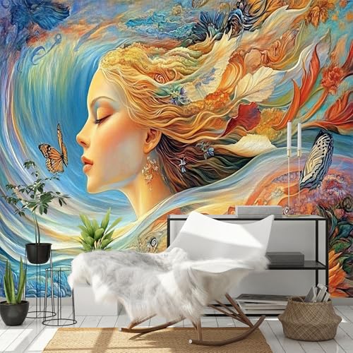 Custom Size Wall Murals - Embossed Beauty Decor, Three-Dimensional Beauty Embossed Relief - Self-Adhesive Removable Stick Wallpaper for Office