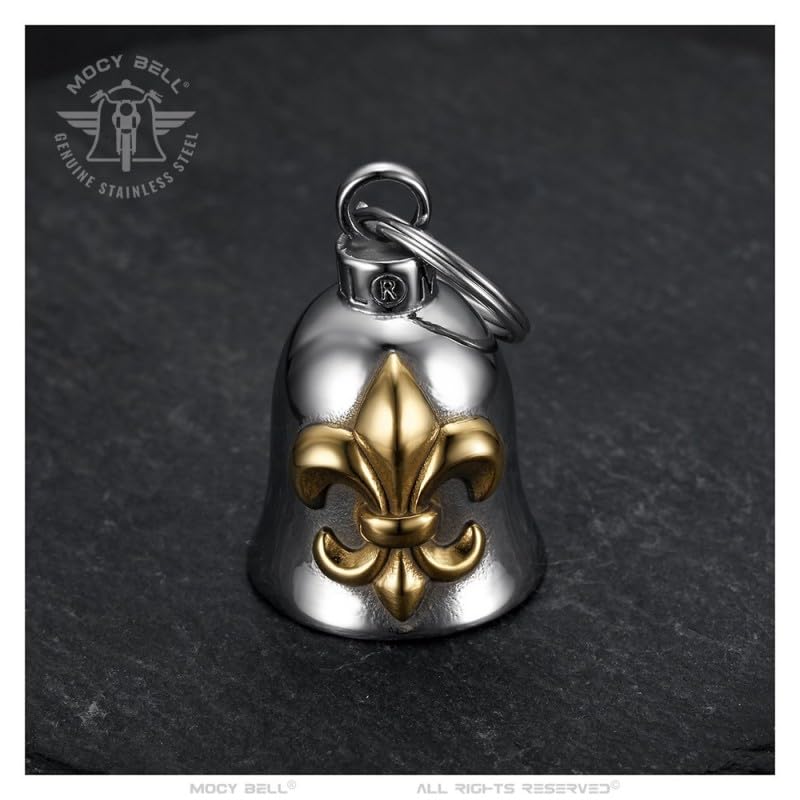 Campana de Motocicleta Fleur-DE-lis Amuleto MOCY BELL Acero Inoxidable Cromo