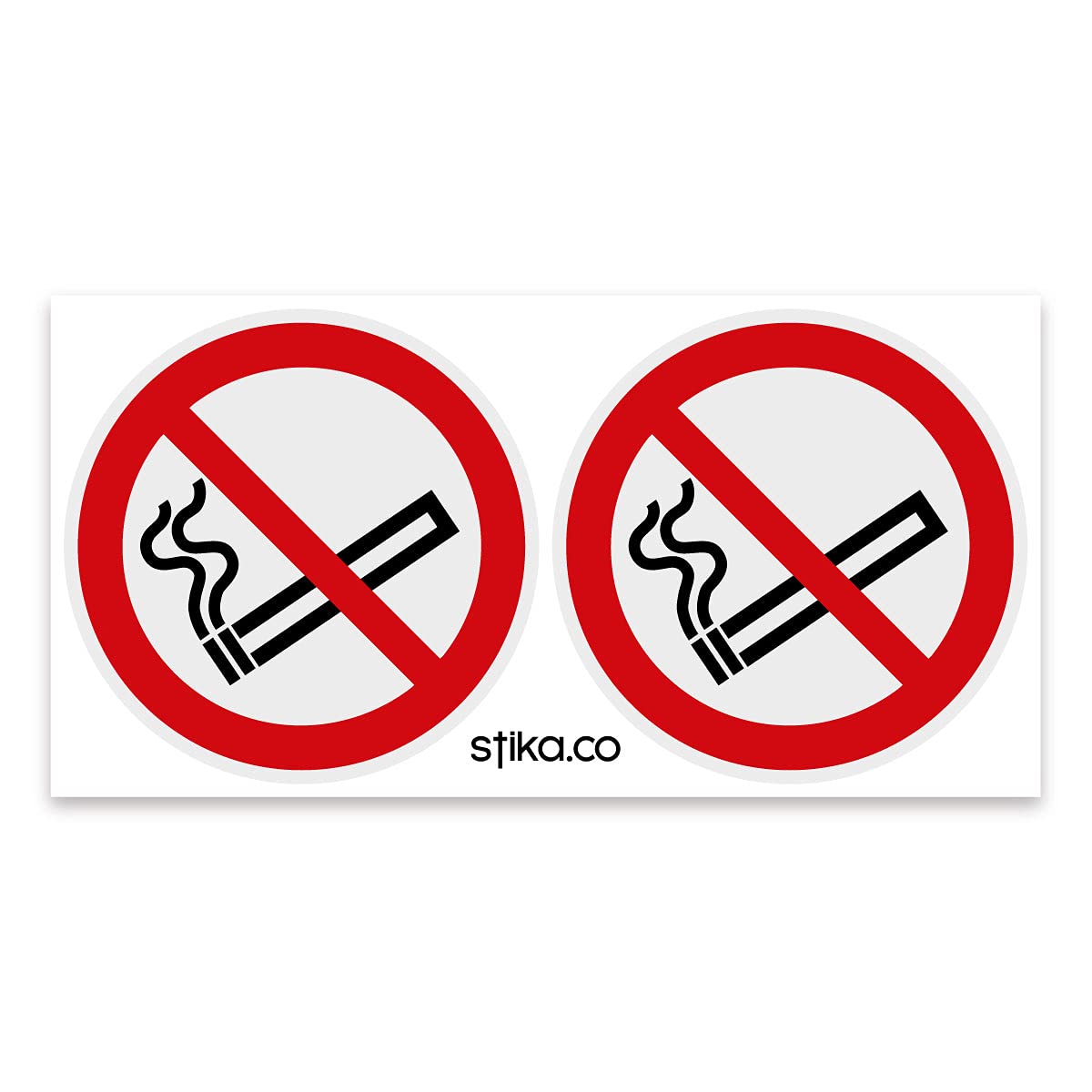 stika.co Set of 100 No Smoking Stickers - 75mm Clear Self-Adhesive Vinyl Signs for Cars, Vans, Buses, Windows, Shops & Public Areas, BS EN ISO 7010 Compliant