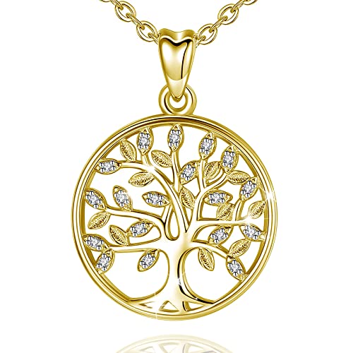 AEONSLOVE Tree of Life Necklace 925 Sterling Silver, Family Tree of Life Pendants Jewelry Gifts for Women Wife Mother, 18 Inch Chain