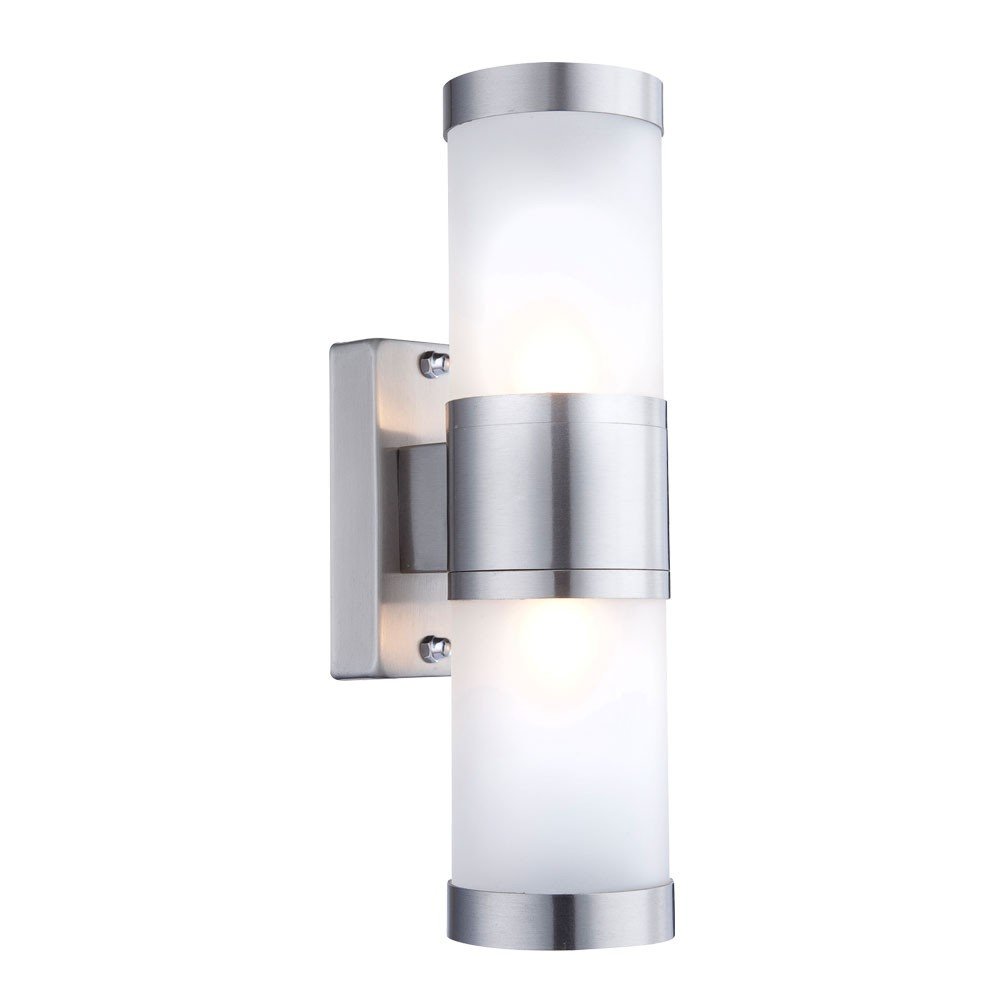Globo G9 Houston IP44 Stainless Steel Outdoor Wall Light, Silver