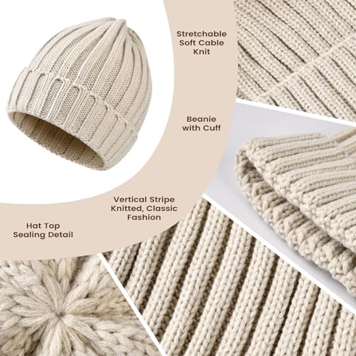 Scarf Hat Set Knitted Cycling Hat Skiing Knit Windproof Winter Baseball-1 Set,Grey2