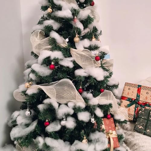 Image of winemana 30oz Christmas Fake Snow Decor, Artificial Snow for Indoor Decorating, Cotton Like Fluffy Snow Stuffing for Winter Mantle Village Houses Christmas Tree Craft White Snow Decor